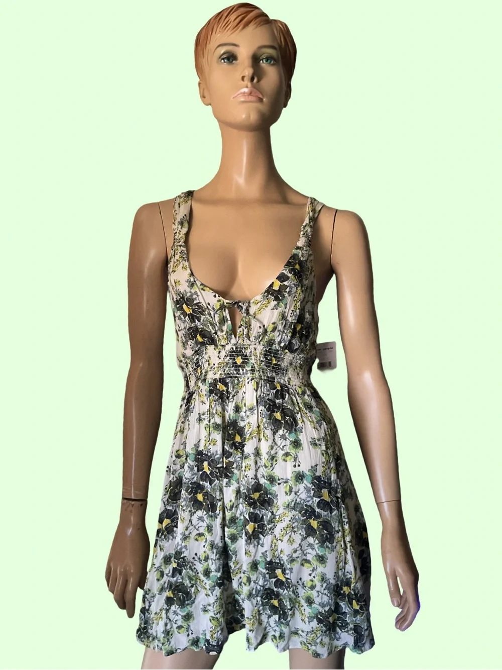 FREE PEOPLE FLORAL DEEP V NECK TUNIC SUMMER DRESS $98